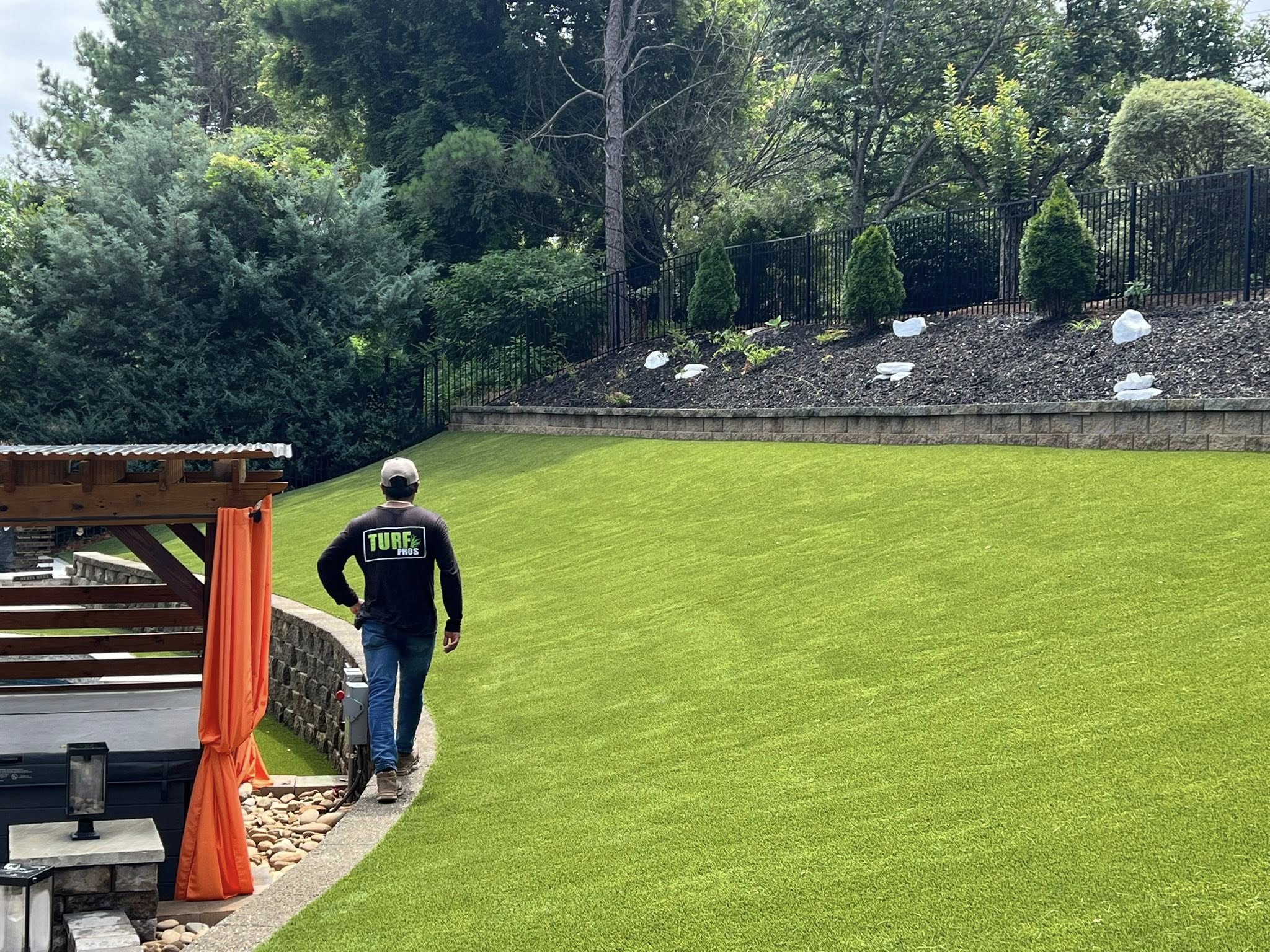 Beautiful low maintenance artificial turf residential yard
