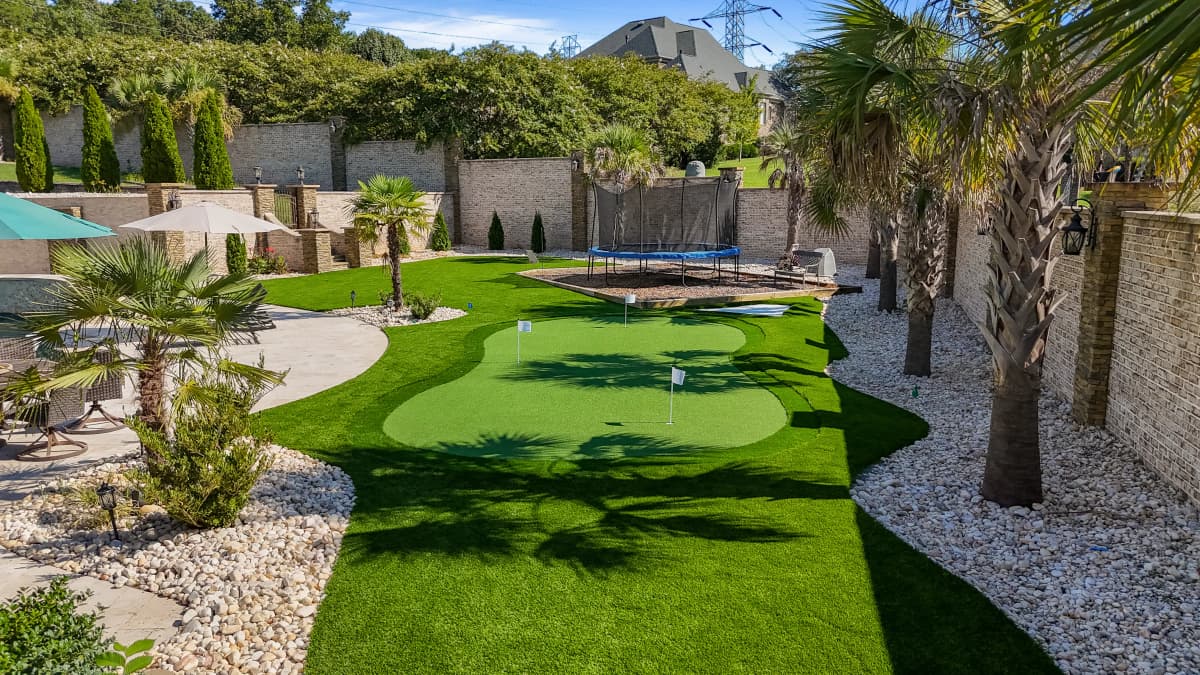 Luxury Backyard Putting Green & Patio