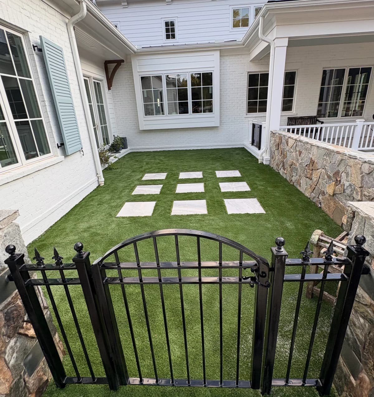 Cottage Courtyard Turf with Iron Gate