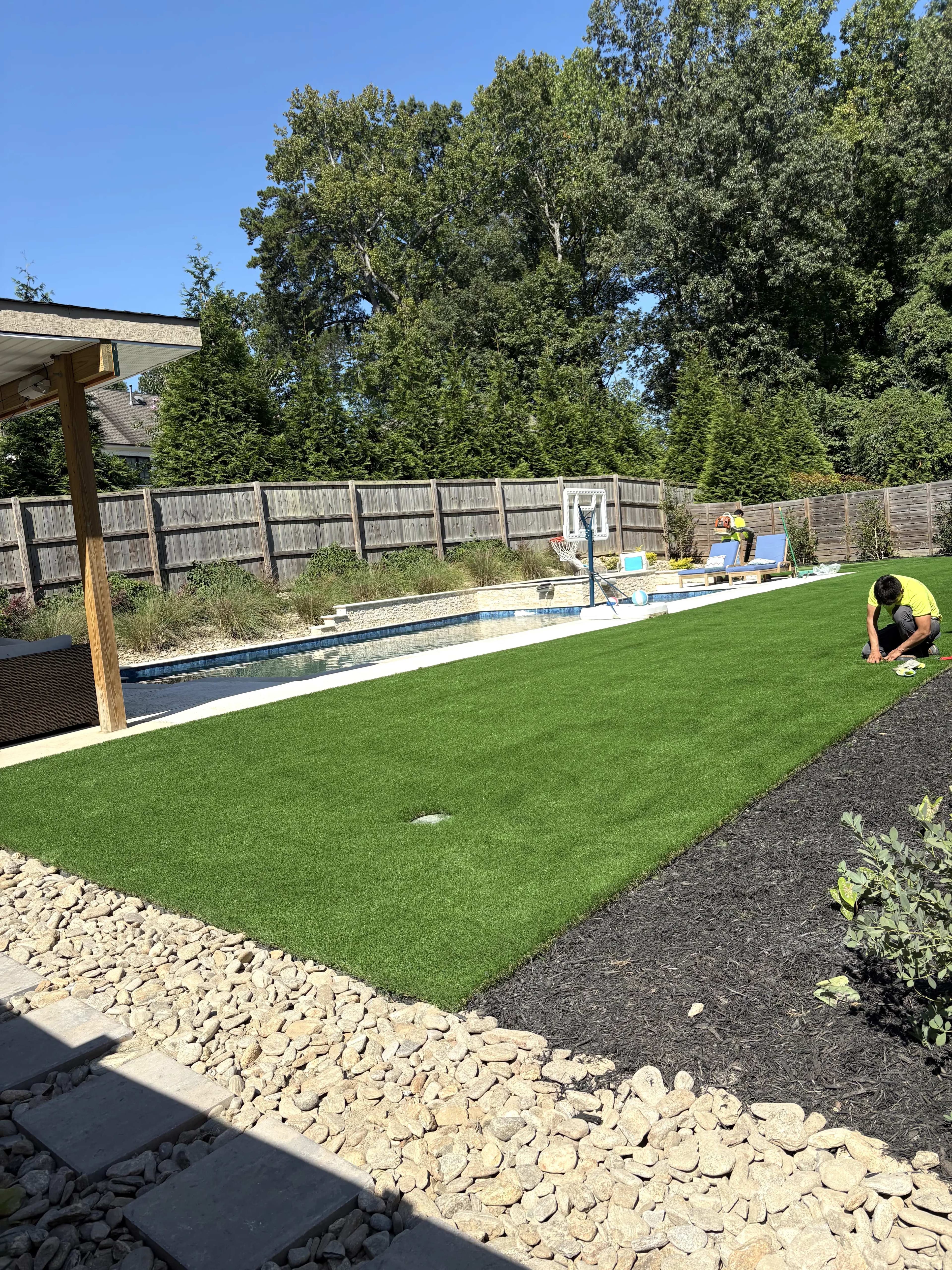 Pool surround turf install — Charlotte NC