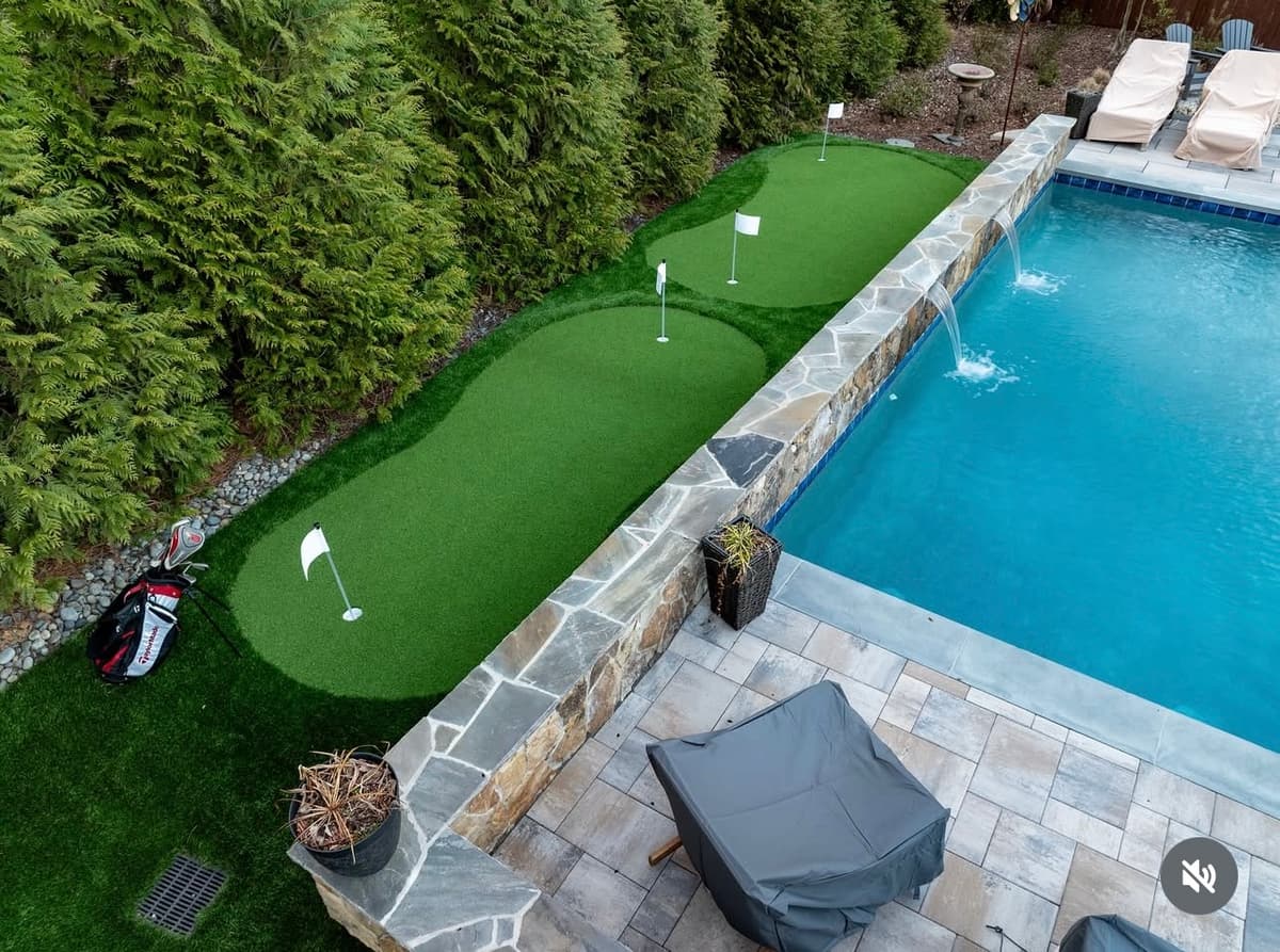 Poolside Putting with Waterfall